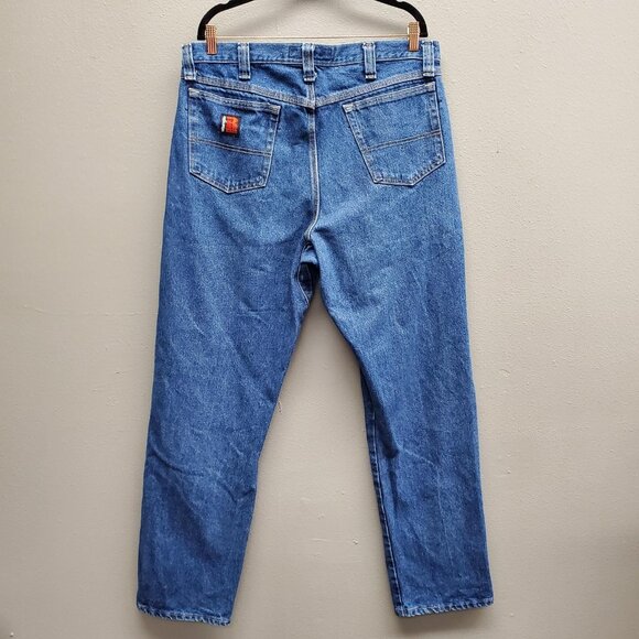 Wrangler Riggs Jeans Mens 36x34 Blue Workwear Utility Carpenter 3W050AI Denim - Picture 4 of 8